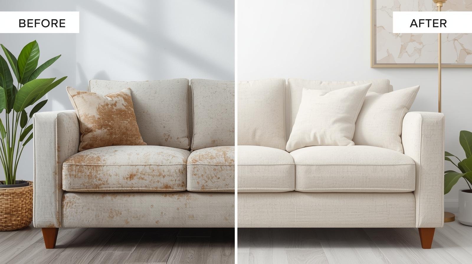 sofa before and after